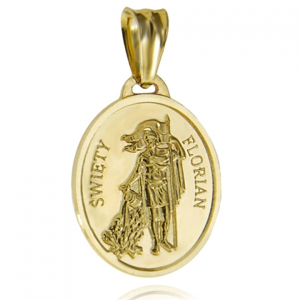 Złoty medalik owalny Święty Florian próby 585